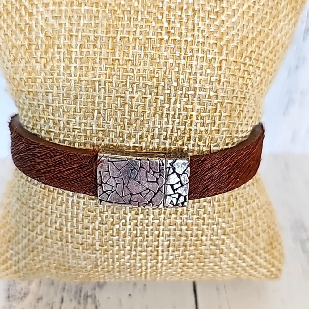 Handmade Cow Leather Indian Nickel Bracelet